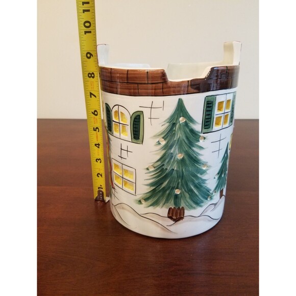 RARE HANDMADE 3WICK CANDLE HOLDER Xmas HOUSE by Gail Pittman Pottery 1991 - Picture 7 of 8